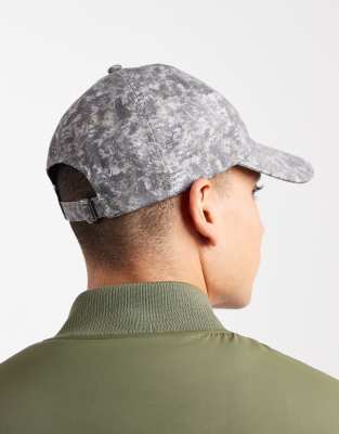 Asos Design Camo Graphic Cap In Gray