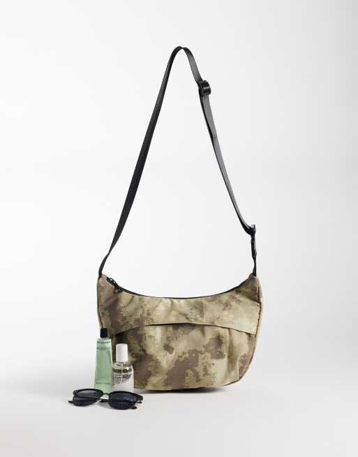 ASOS DESIGN camo print nylon crossbody bag in khaki, 2 of 4