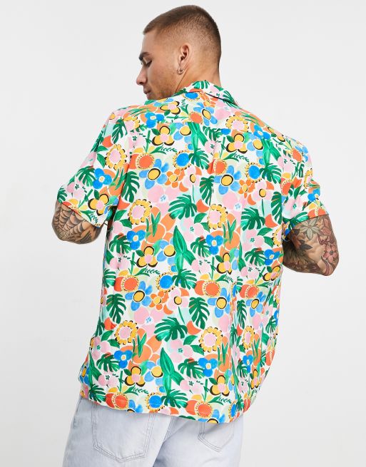 ASOS DESIGN camp collar shirt in bright floral print