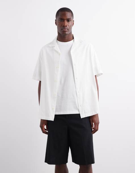ASOS DESIGN camp collar textured shirt in white - view 1