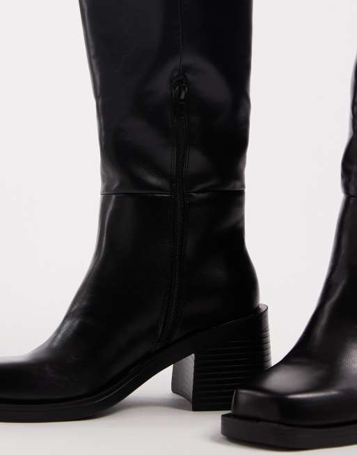 ASOS DESIGN – Campbell – Svarta, grova, knähöga stövlar med klackar, 3 av 4