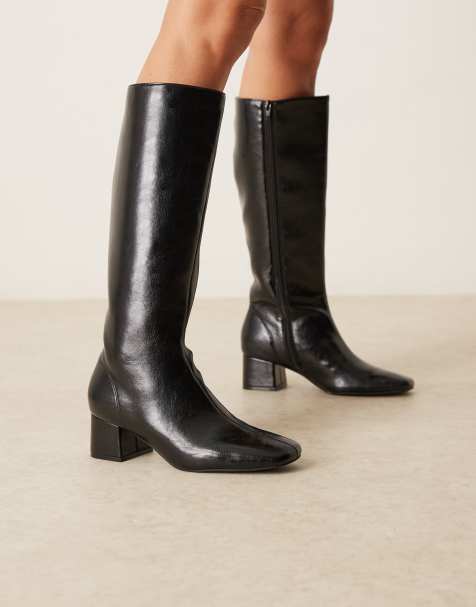 ASOS DESIGN - Canary - Bottes hauteur genou à talon carré - Noir - view 1