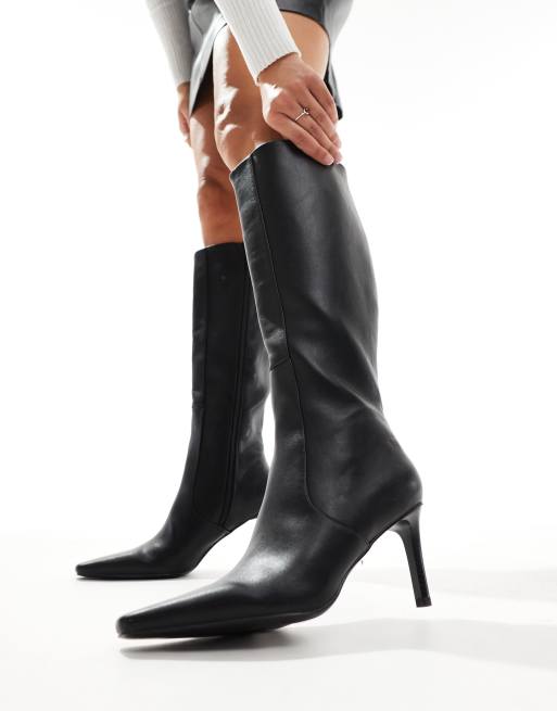 ASOS DESIGN Canberra heeled 90s knee boots in black ASOS