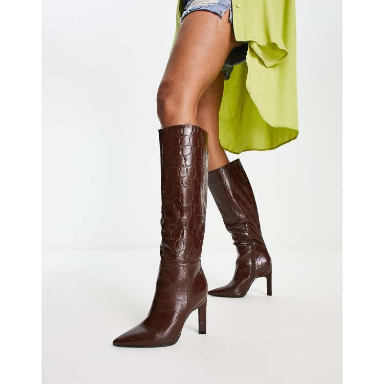 Brown Leather Knee High Boots