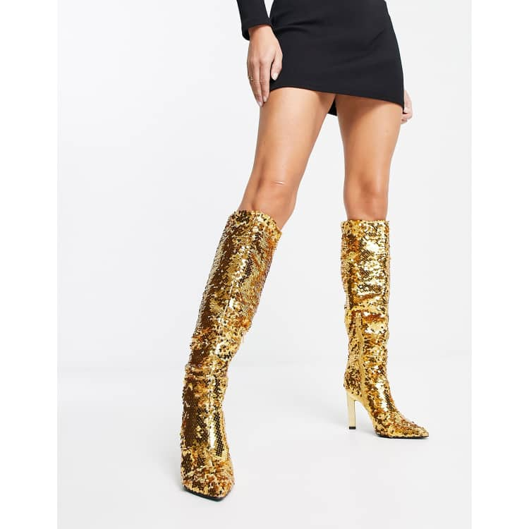 Sequin knee store high boots