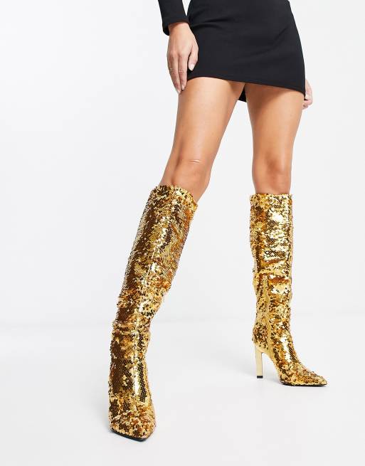 Gold high store boots