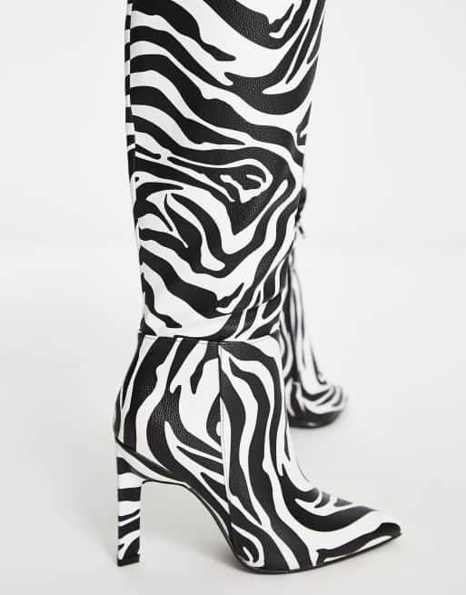 Zebra print store thigh high boots