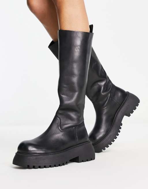 Asos black hot sale leather boots