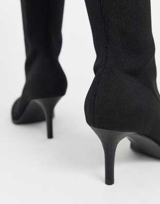 black leather knee high boots kitten heel