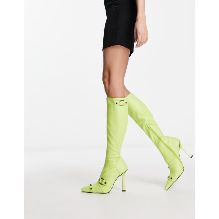 Lime green cheap thigh high boots