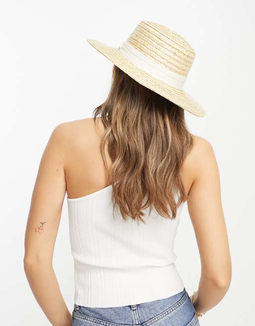ASOS DESIGN - Canotier classique en paille naturelle avec bande blanche et ajusteur de taille, 2 de 4