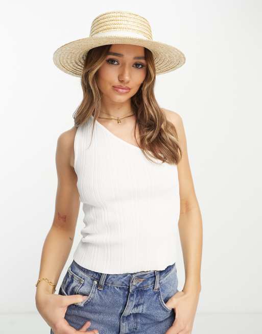ASOS DESIGN - Canotier classique en paille naturelle avec bande blanche et ajusteur de taille, 3 de 4