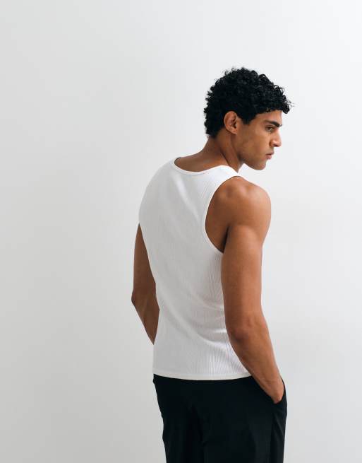 ASOS DESIGN - Canotta a coste attillata con scollo squadrato bianca, 5 di 5