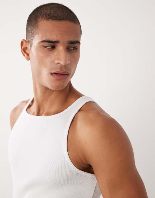 ASOS DESIGN - Canotta a coste attillata con scollo squadrato bianca, 5 di 5