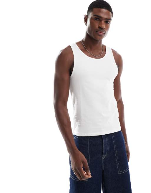 ASOS DESIGN - Canotta attillata color crema con scollo rotondo medio