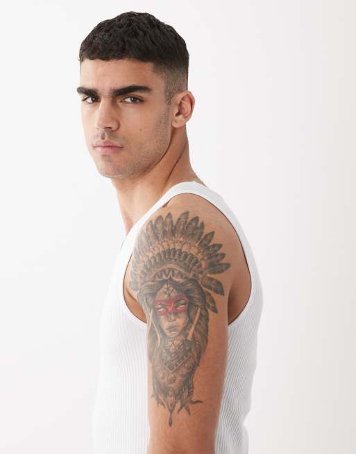 ASOS DESIGN - Canotta attillata pesante con scollo a V bianca a coste , 3 di 5