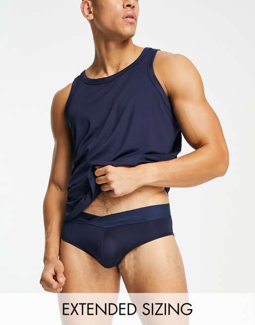ASOS DESIGN - Canotta blu navy in microfibra in coordinato