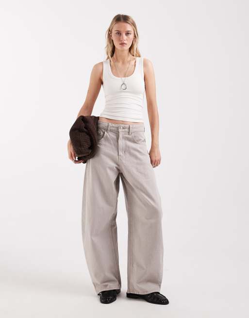 ASOS DESIGN - Canotta bra free color crema a coste senza cuciture con scollo rotondo, 3 di 4