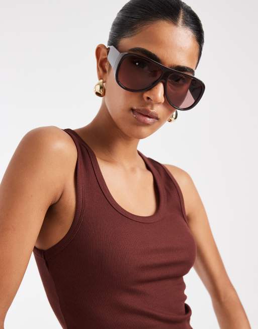 ASOS DESIGN - Canotta color cioccolato a coste spesse con scollo rotondo, 2 di 4