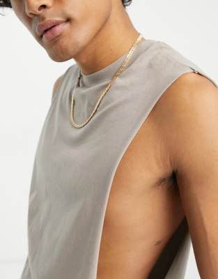 Canotta comoda marrone chiaro con giromanica ampio-Neutro - ASOS DESIGN T-shirt donna  - immagine2