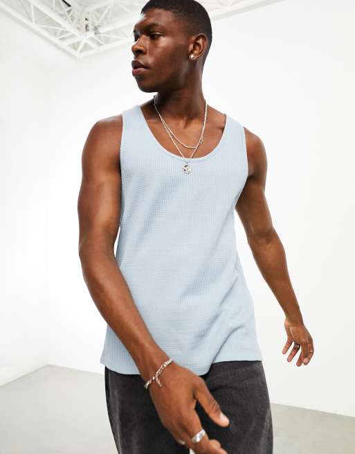 ASOS DESIGN - Canotta comoda testurizzata blu 