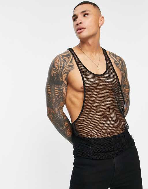 ASOS DESIGN - Canotta con dorso a vogatore in rete nera