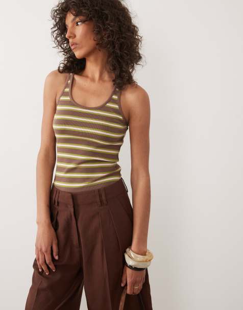 ASOS DESIGN - Canotta con scollo a vogatore a righe - view 1