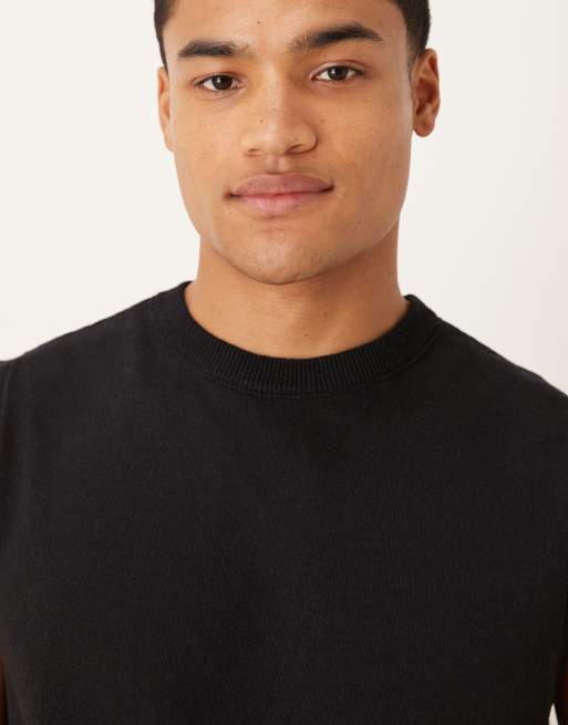 ASOS DESIGN - Canotta girocollo in maglia nera, 5 di 5