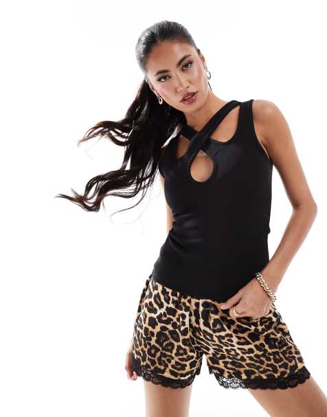 ASOS DESIGN - Canotta nera con spalline sottili e apertura a goccia - view 1