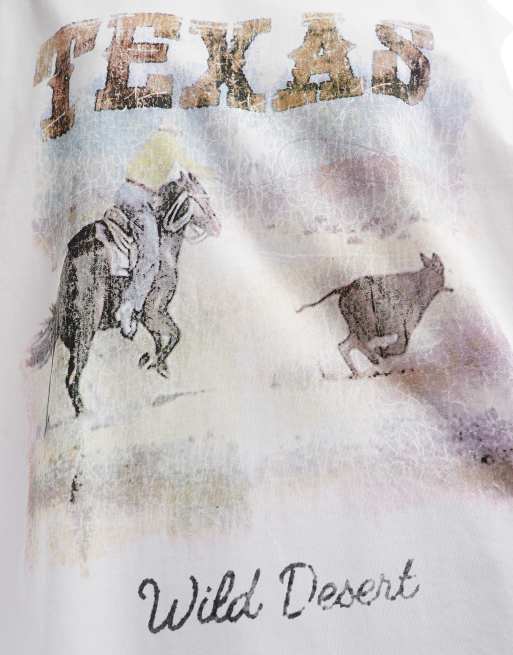 ASOS DESIGN - Canotta oversize bianca con grafica "Texas" e di cowboy, 4 di 4