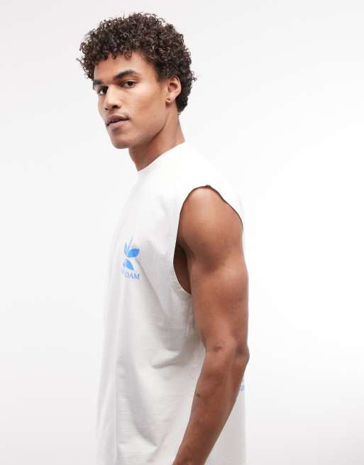 ASOS DESIGN - Canotta oversize color crema con grafica a fiori, 5 di 5