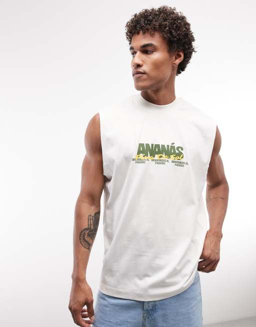 ASOS DESIGN - Canotta oversize color crema con stampa di frutta