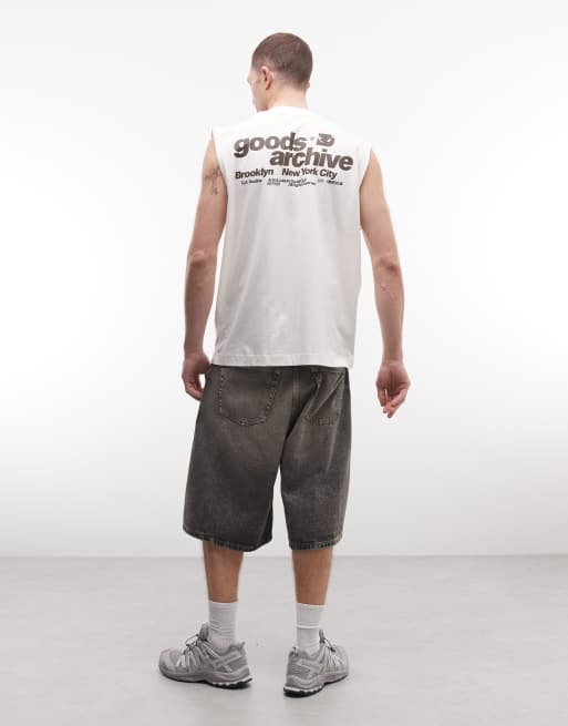 ASOS DESIGN - Canotta oversize color panna con stampa