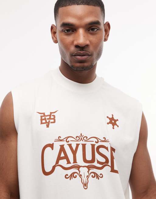 ASOS DESIGN - Canotta oversize color panna con stampa