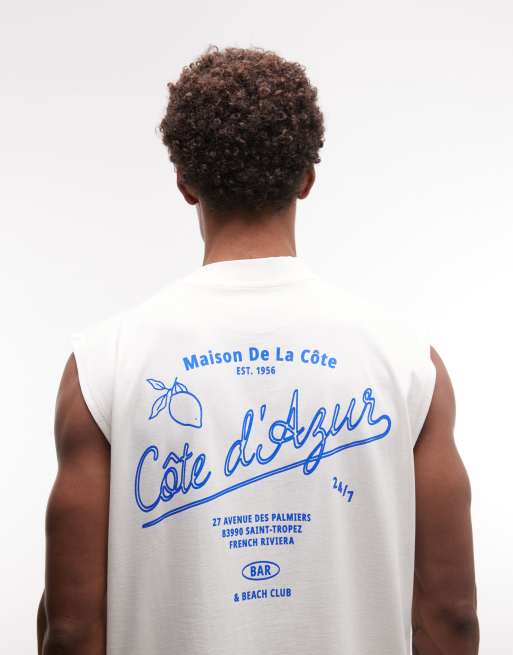 ASOS DESIGN - Canotta oversize color panna con stampa