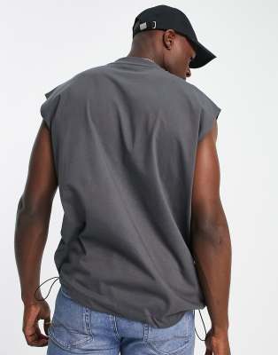 Canotta oversize nero slavato con coulisse - ASOS DESIGN T-shirt donna  - immagine1