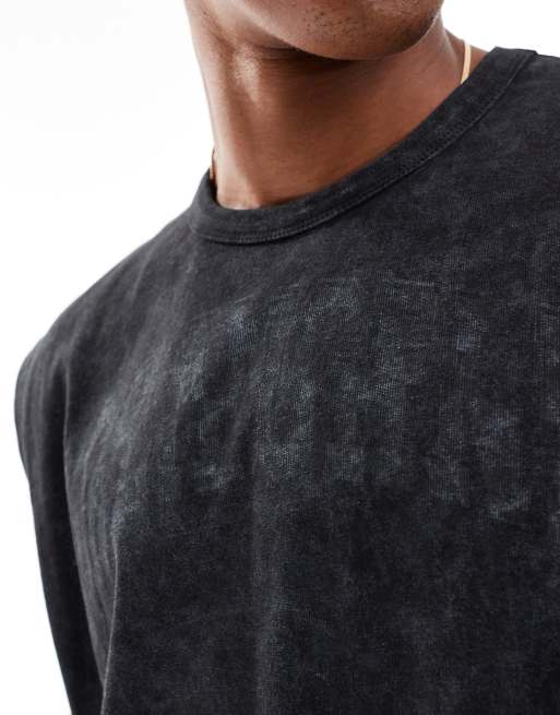 ASOS DESIGN - Canotta oversize pesante 220 gsm nero slavato con stampa, 2 di 4