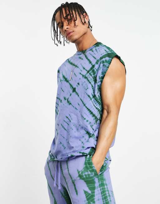 ASOS DESIGN - Canotta oversize tie-dye in coordinato