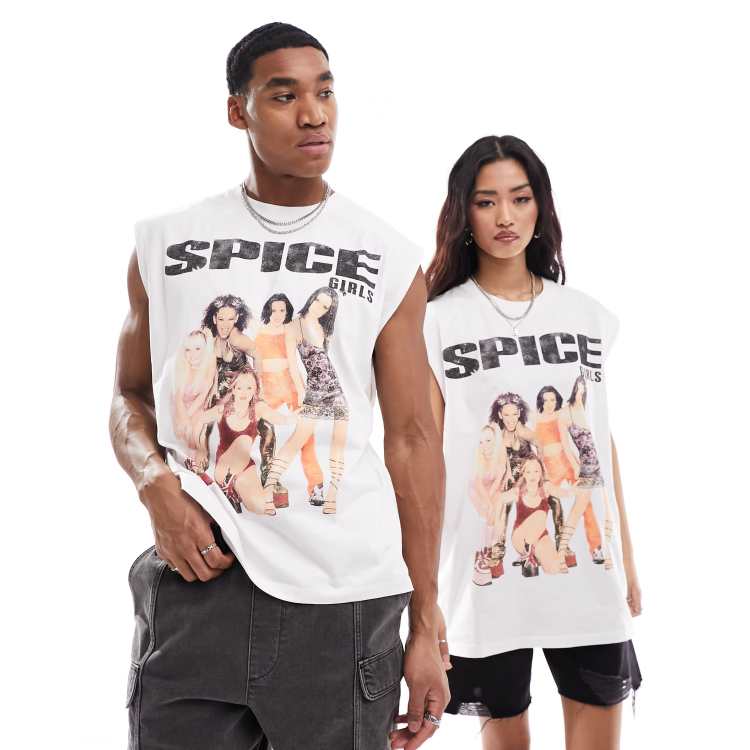 ASOS DESIGN Canotta oversize unisex bianca con grafica The Spice Girls su licenza ASOS