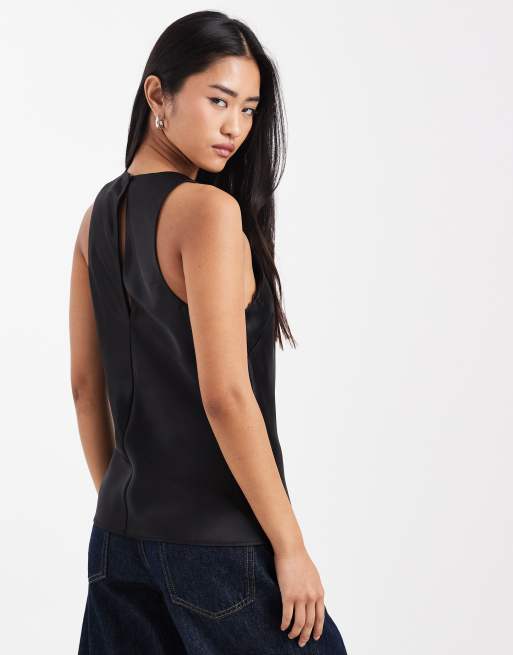 ASOS DESIGN canotta racer in satin nera, 4 di 4