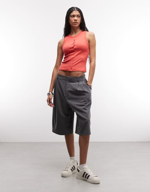 ASOS DESIGN - Canotta rosa corallo acceso a coste con bottoni a pressione, 2 di 4