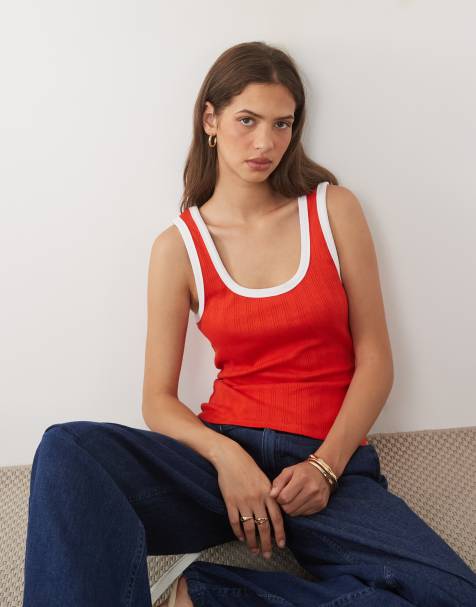 ASOS DESIGN - Canotta rossa senza maniche con scollo rotondo - view 1