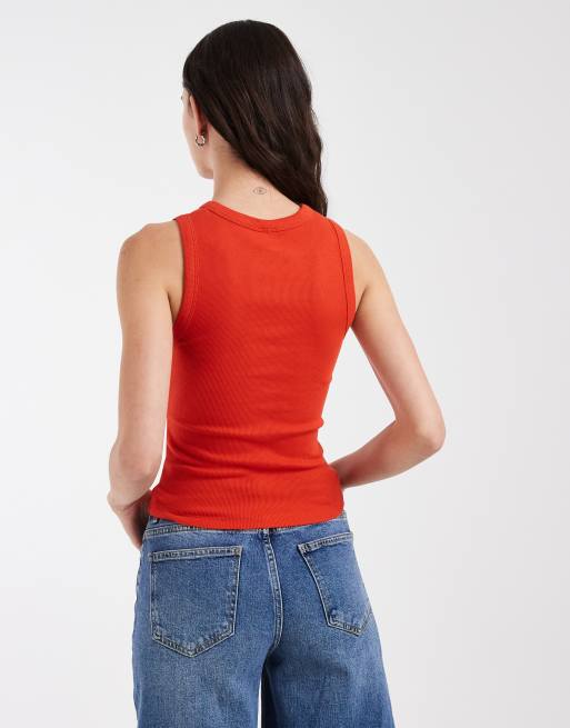 ASOS DESIGN - Canotta rosso slavato con bottoni, 4 di 4
