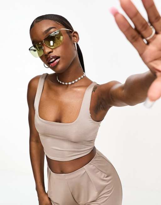 ASOS DESIGN - Canotta sinuosa stile disco color fungo in coordinato