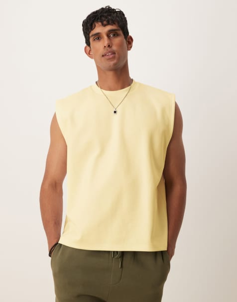 ASOS DESIGN - Canotta squadrata comoda color limone in maglia pesante - view 1