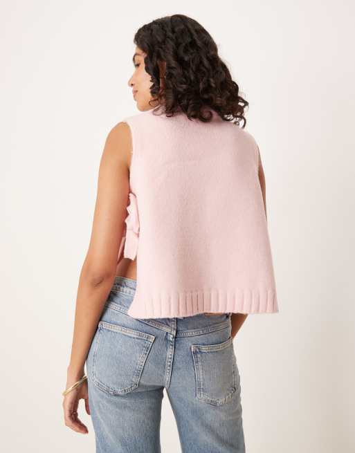 ASOS DESIGN - Canotta stile tabarro girocollo in maglia soffice con allacciature laterali, 3 di 4