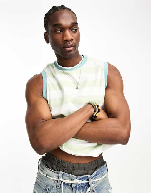 ASOS DESIGN - Canotta verde a righe comoda