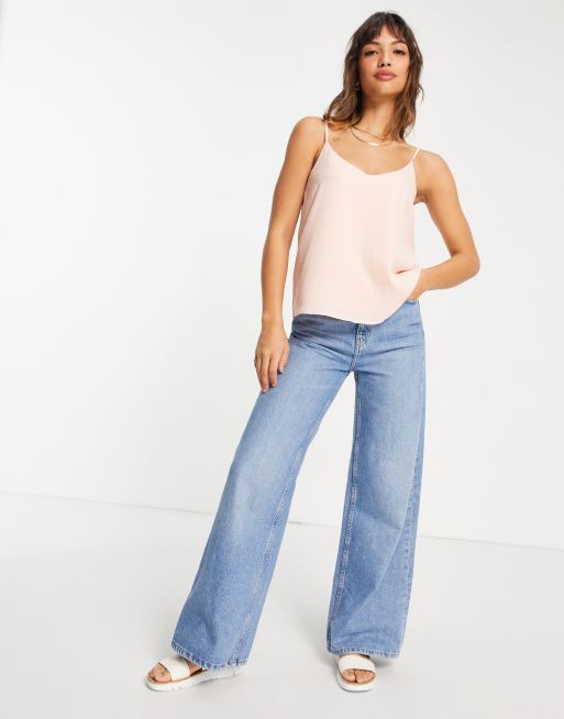 ASOS DESIGN - Canottiera a doppio strato con scollo a V color cipria - PINK