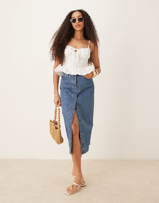 ASOS DESIGN - Canottiera a peplo con bustino arricciato e allacciatura sul davanti, 4 di 4