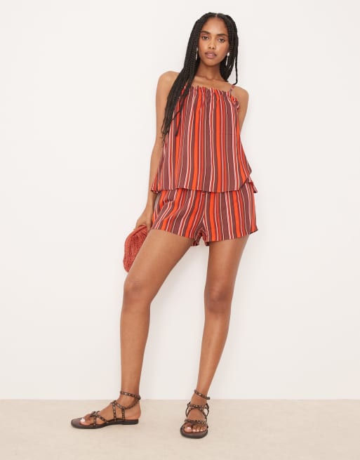 ASOS DESIGN - Canottiera a trapezio color granata a righe, 3 di 4